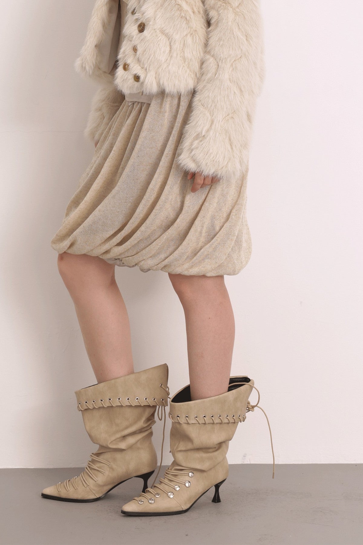 Oatmeal Oil Painting Texture Irregular Skirt