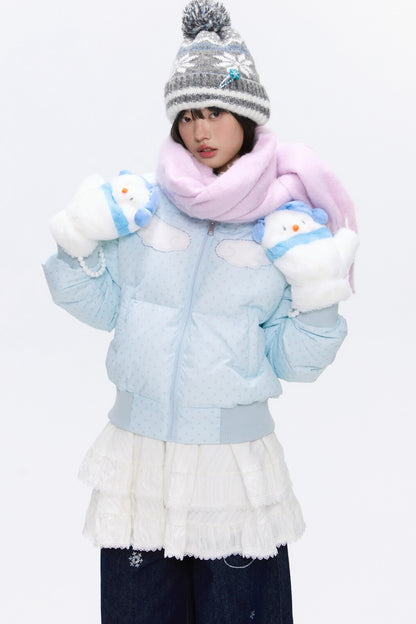 Hooded Polka Dot Down Jacket