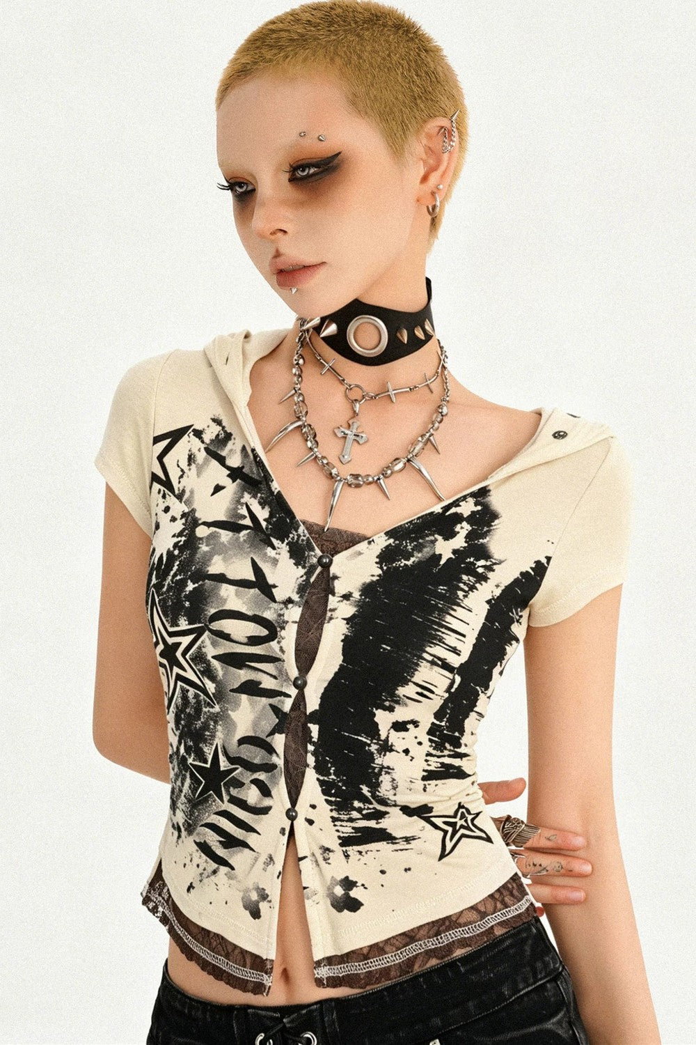 Street Punk Hooded Crop Top