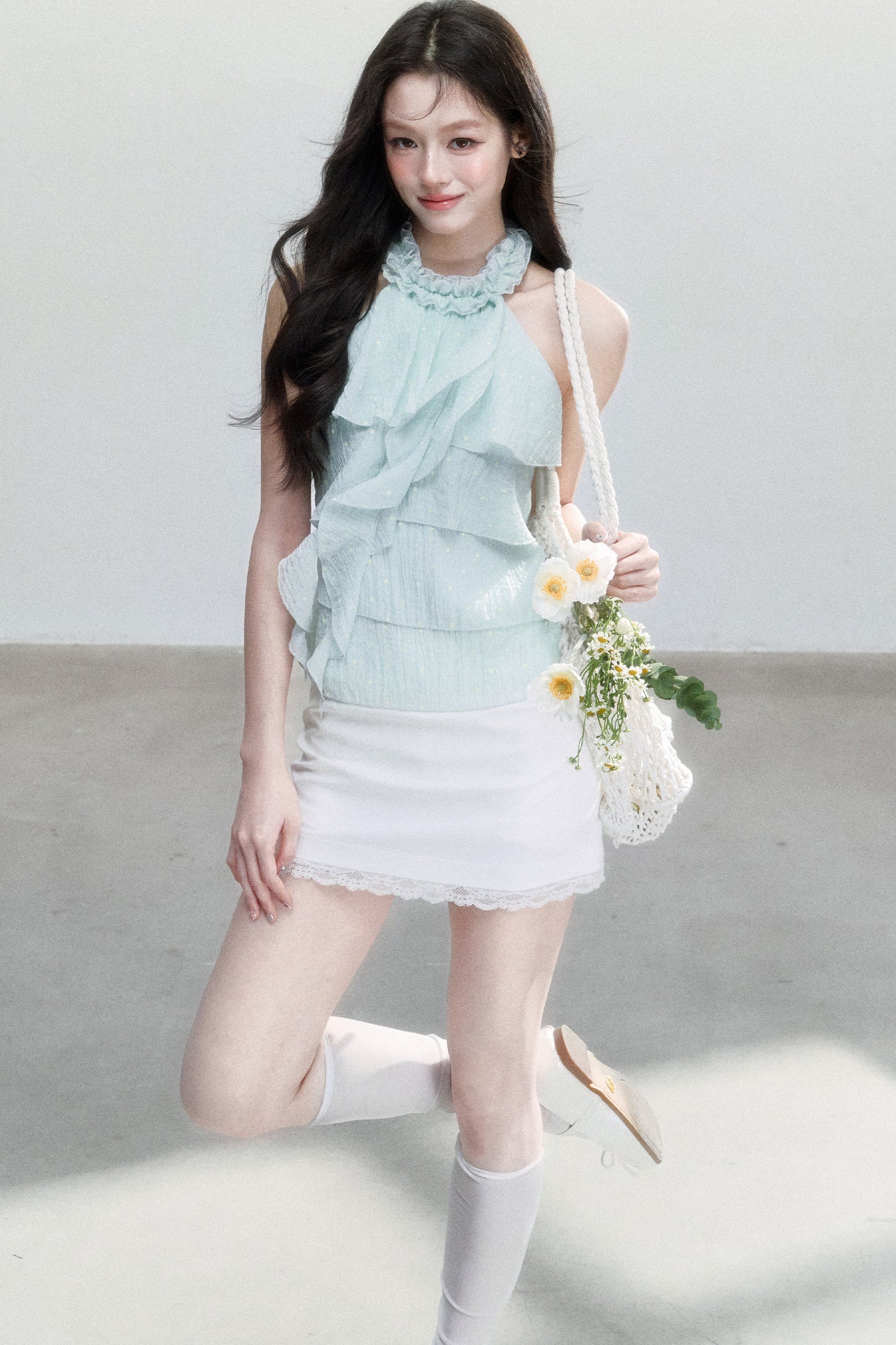 Mint Green Polka Dot Top Set-Up
