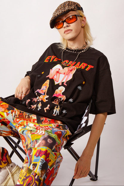 Eye Chart Oversized Graphic T-Shirt