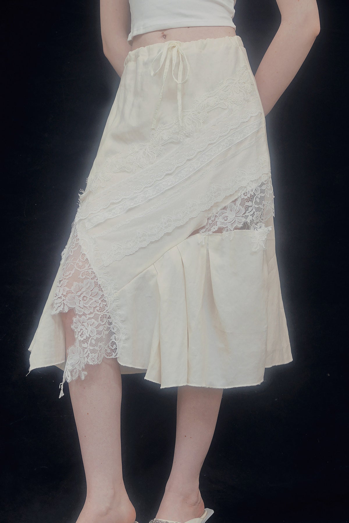 Mid-Length Lace Patchwork Skirt