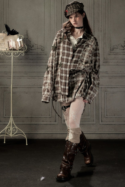 Coffee-Colored Plaid Shirt