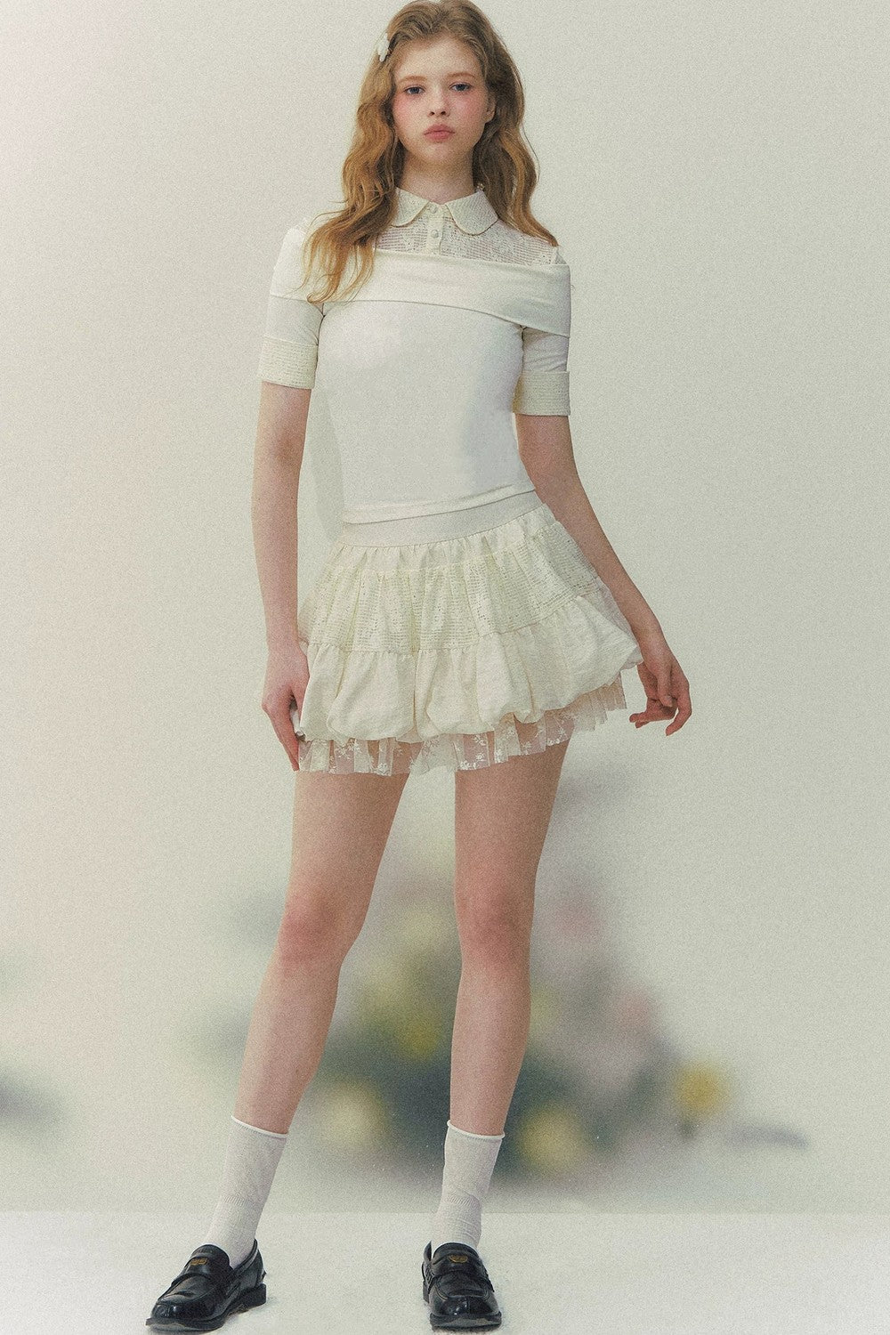 Retro Lace Tiered Skirt