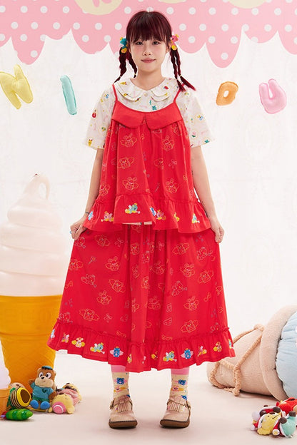 Red Animal Angel Embroidery Camisole