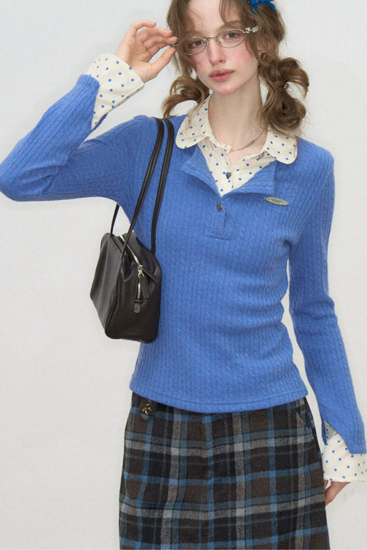 Colorful Dots Doll Collar Knit Sweater