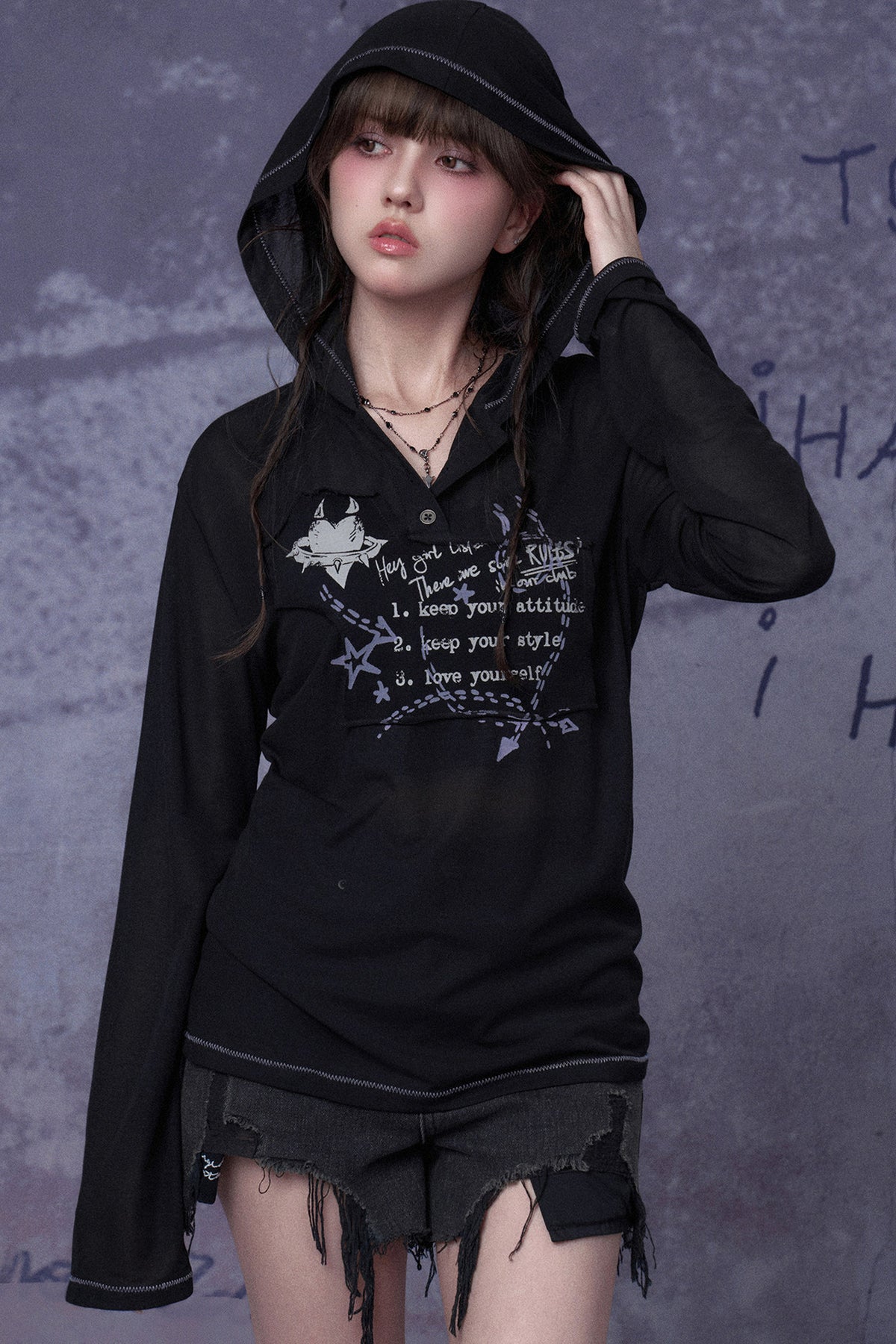 Dark Street Graffiti Mesh Hoodie