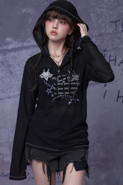 Dark Street Graffiti Mesh Hoodie