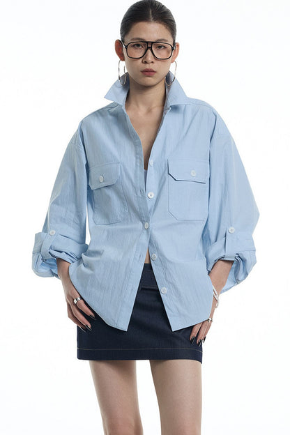 Dark Blue Tencel Wool Denim Skirt