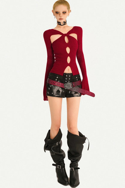 Twisted Hollow Knit Sweater