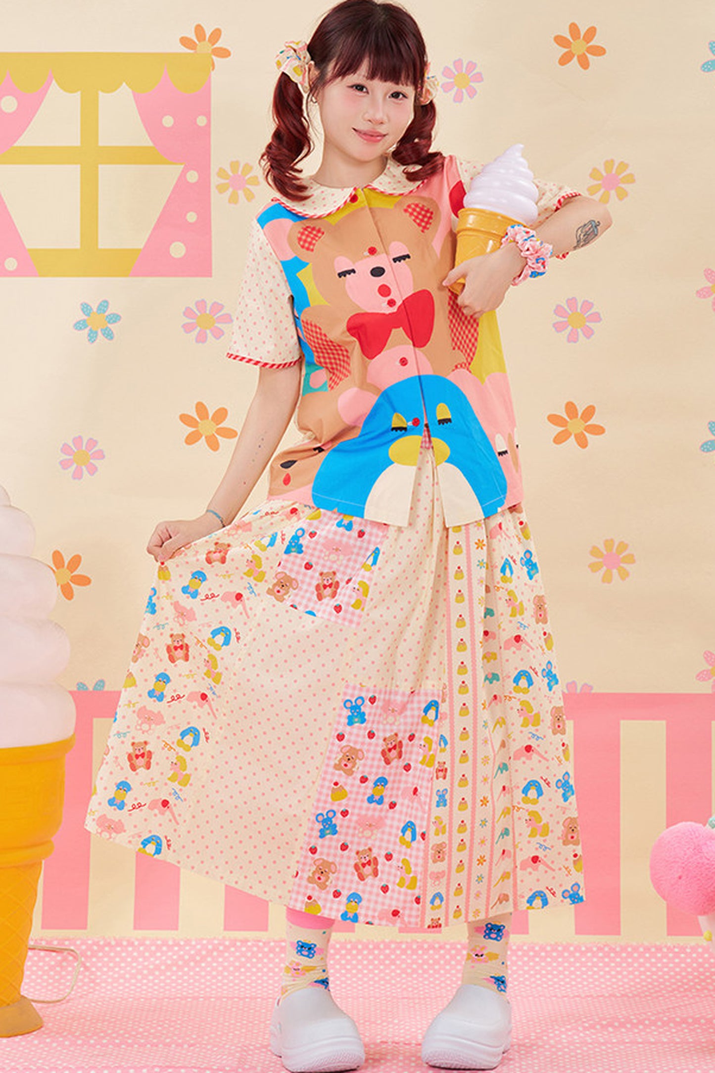 Color-Block Handmade Patchwork Skirt