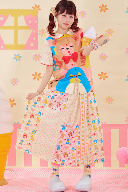 Color-Block Handmade Patchwork Skirt