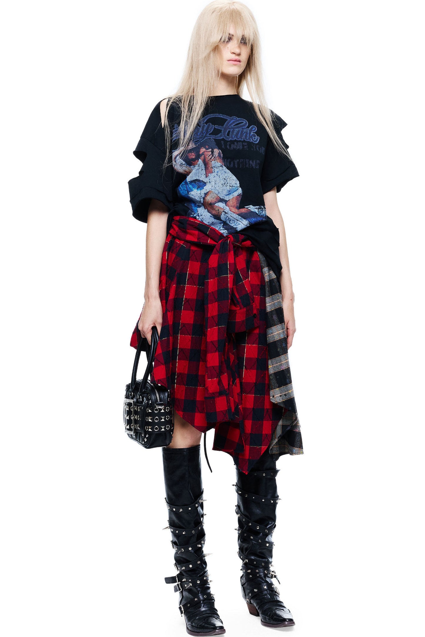Hand-Torn Punk Back Hollow-Out Straps T-Shirt