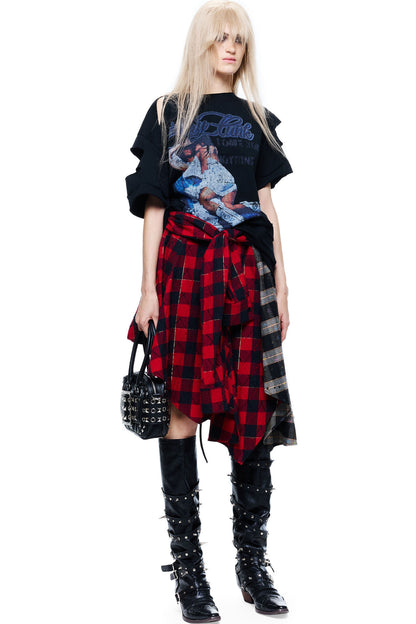 Hand-Torn Punk Back Hollow-Out Straps T-Shirt