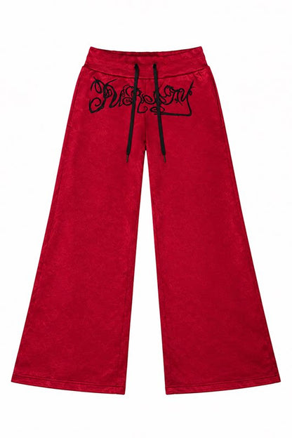Red Zip-Up Hooded Sweatshirt and Pants Set-Up