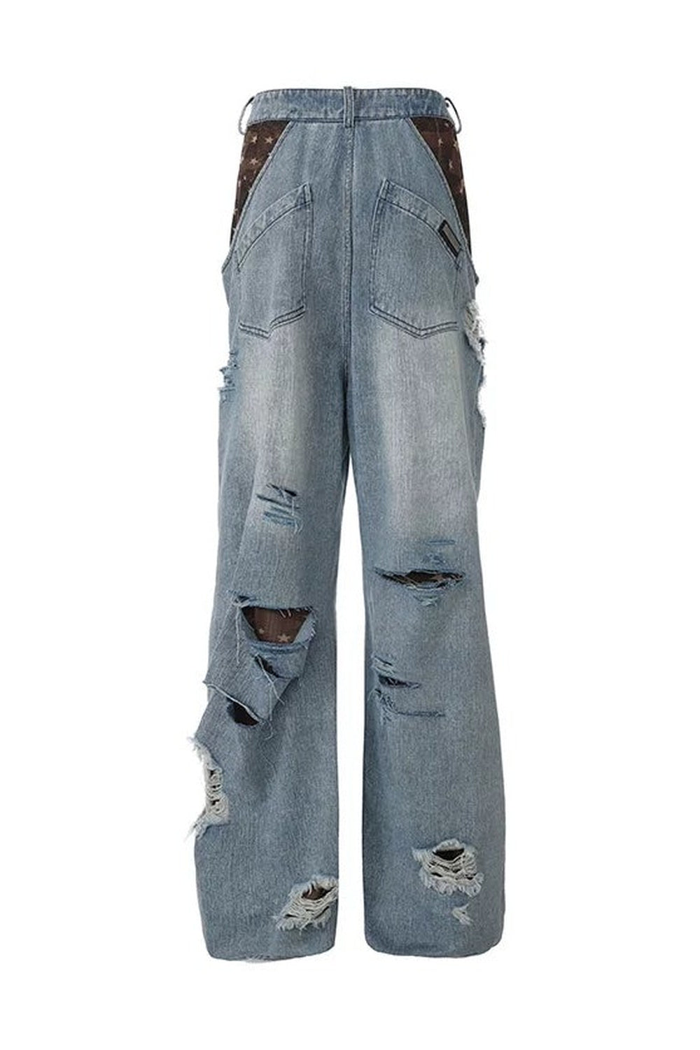 Handmade Distressed Patchwork Lining Denim Jeans