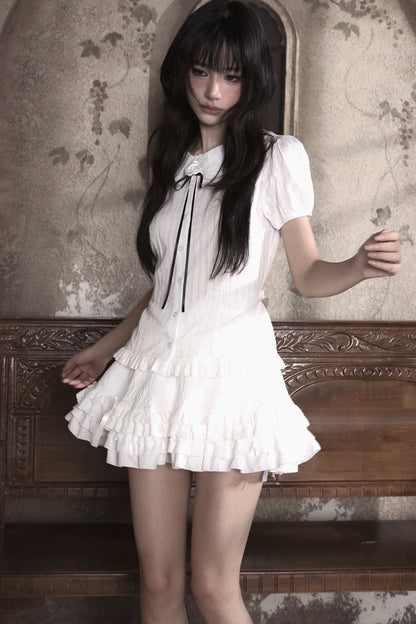 White Rose Jacquard Tiered Skirt