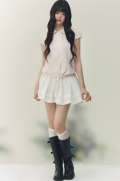Retro Slimming Short Sleeve Blouse