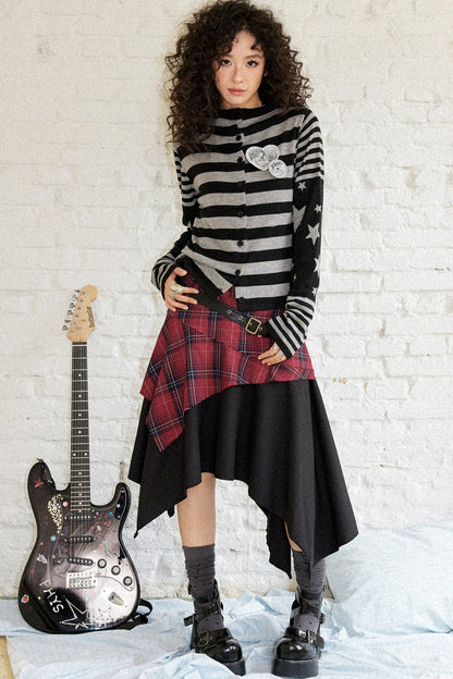 Karierter Patchwork-A-Linien-Rock