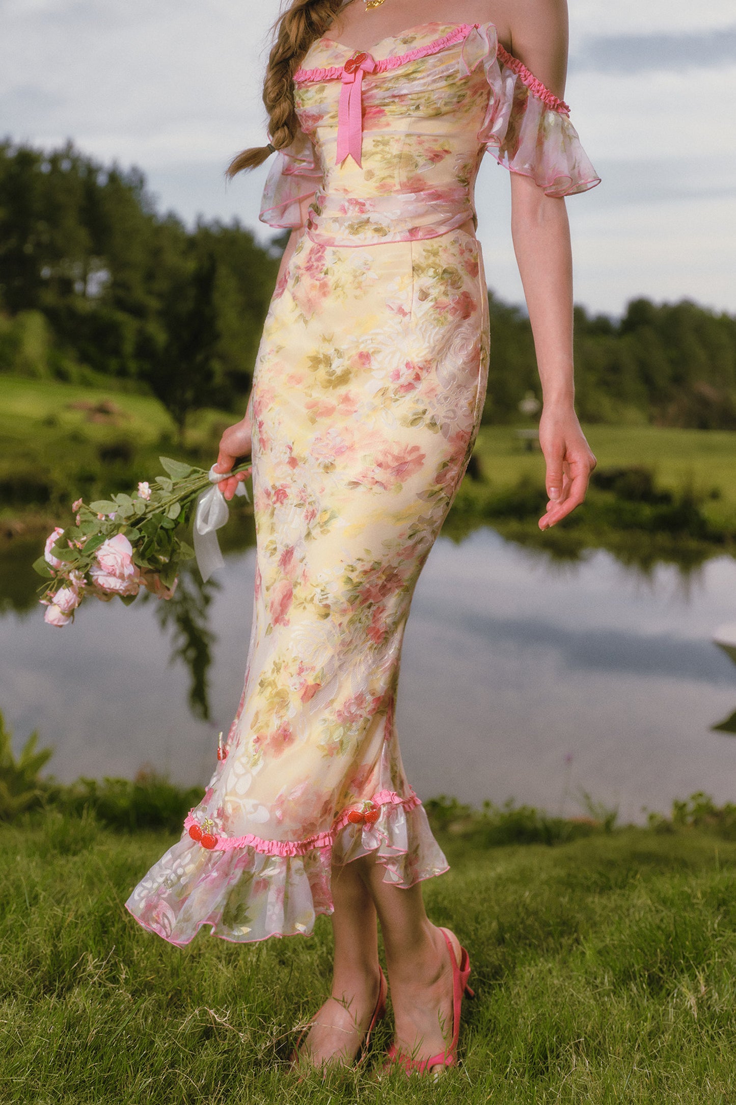 Floral French Romantic Dress and Skirt Set-Up