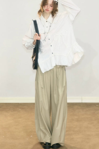 Lace Hem Bow Shirt