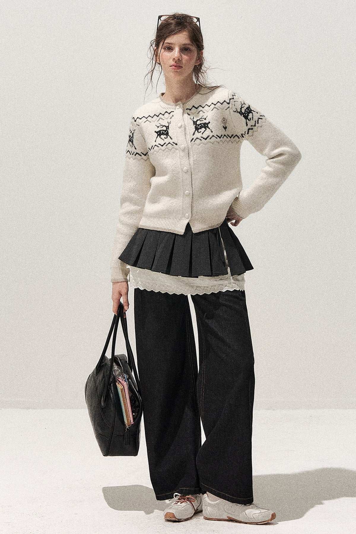 Deer Fair Isle Knit Cardigan