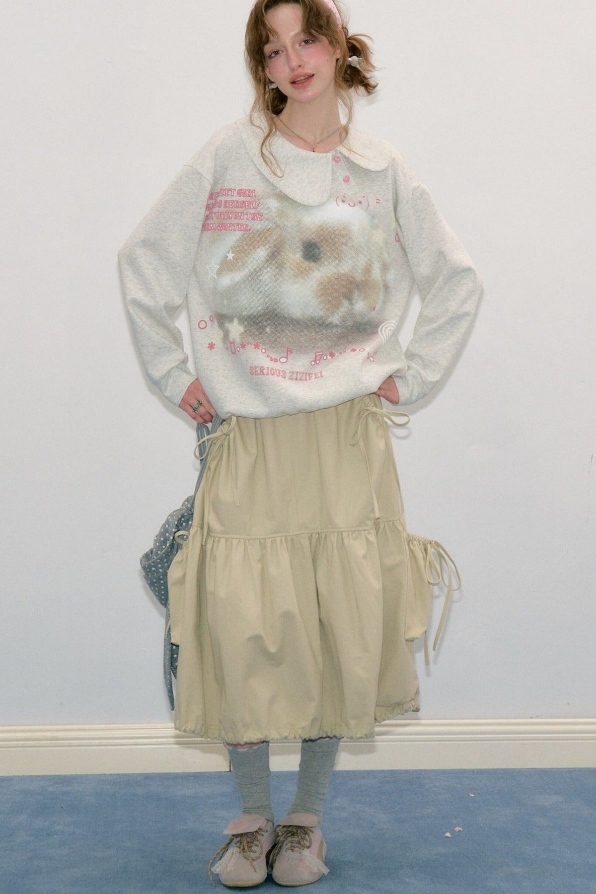 Polka Dot Rabbit Print Sweatshirt