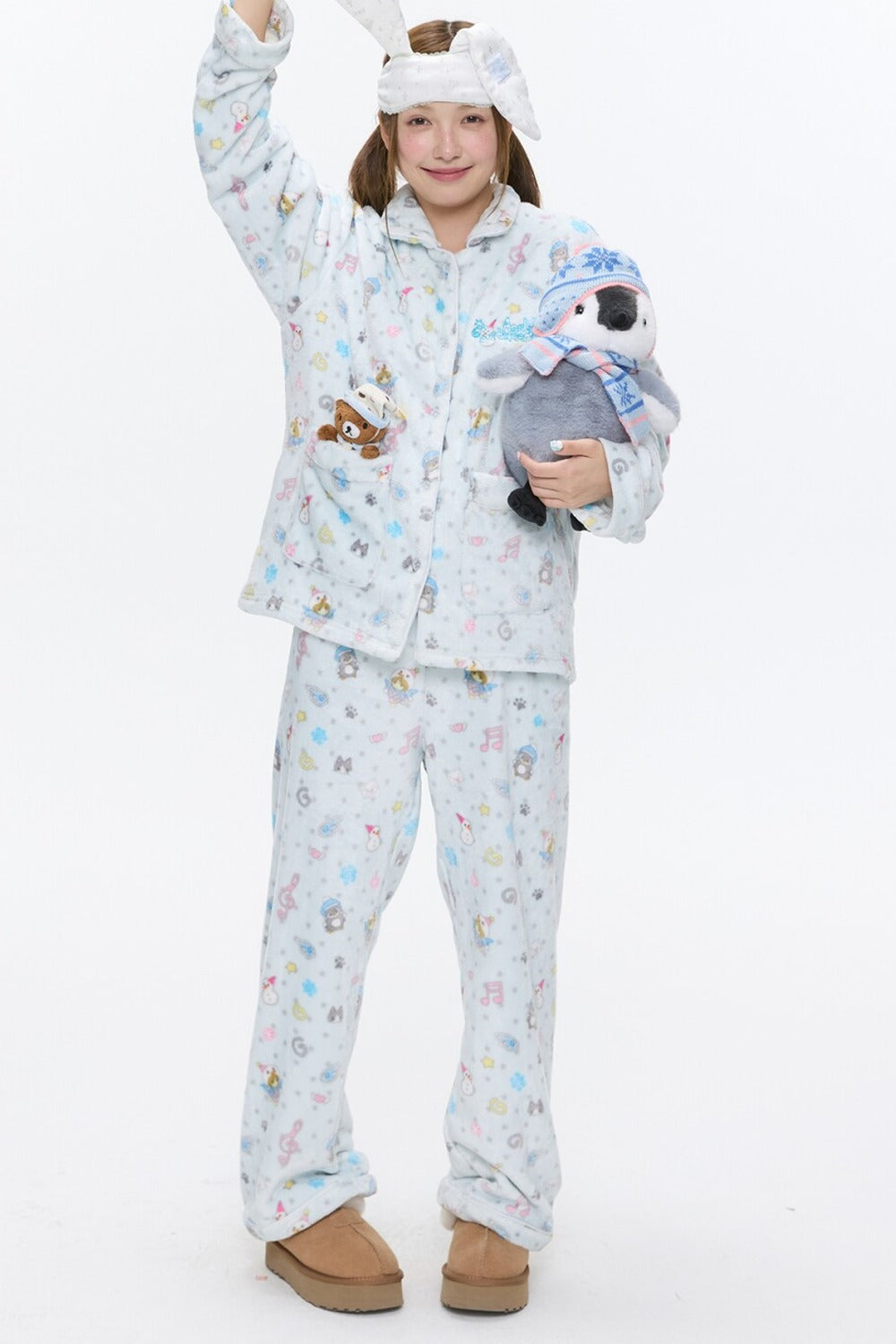 Octopus Print Flannel Pajama Set