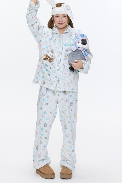 Octopus Print Flannel Pajama Set