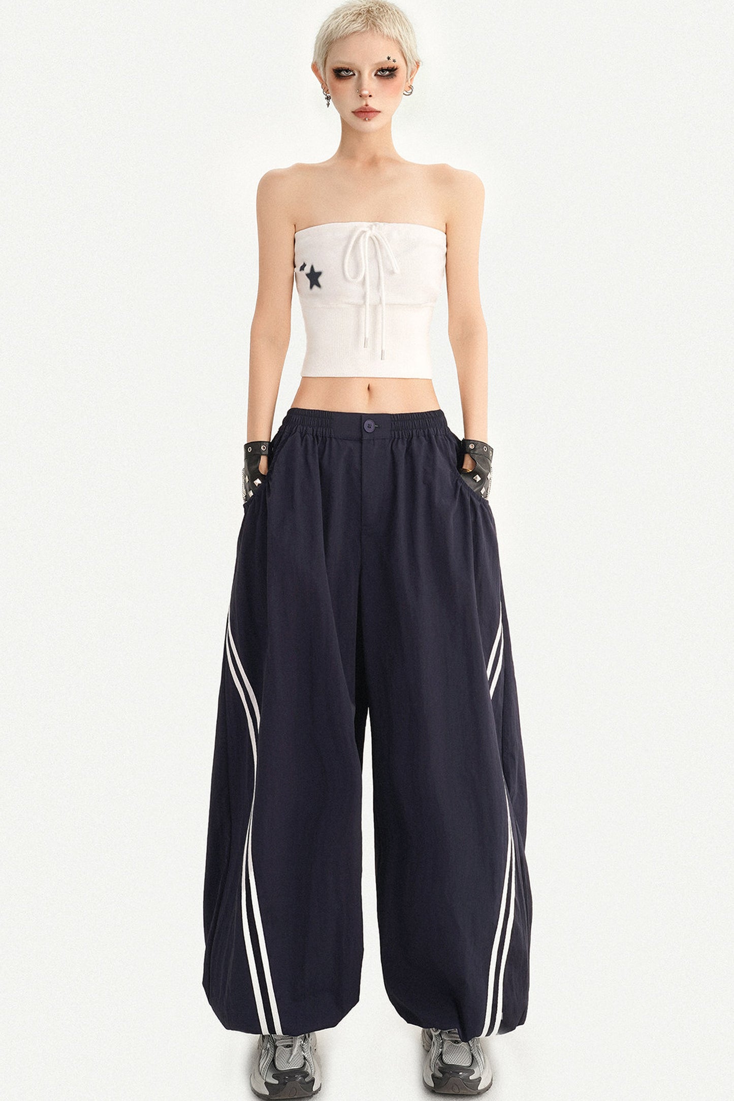Navy Blue Wide-Leg Pants