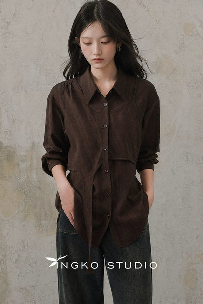 Layered-Look Blouse and Skirt Set-Up