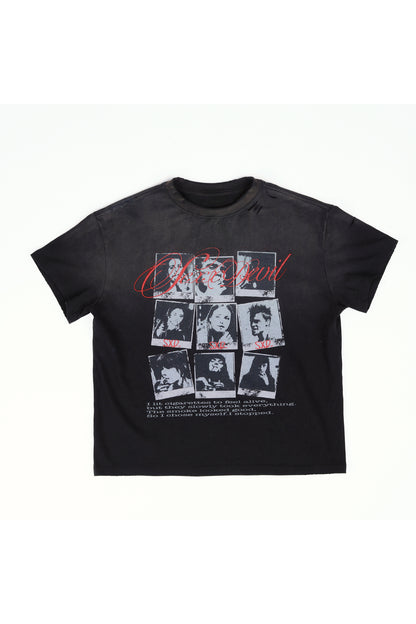 Distressed Grid Portrait T-Shirt