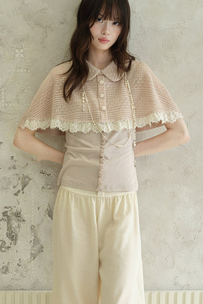 Flower Bud Lace High-Waisted Lantern Pants