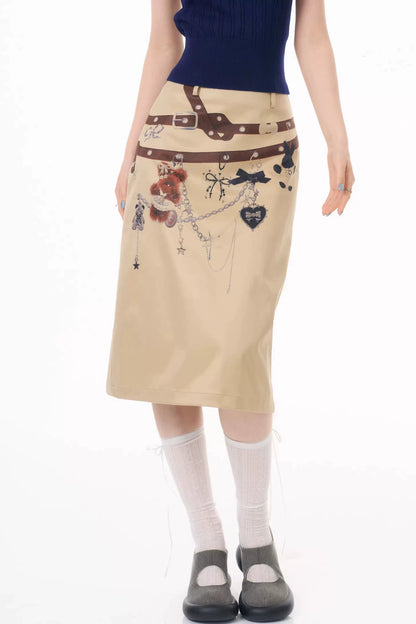 Chain Bear Khaki Skirt