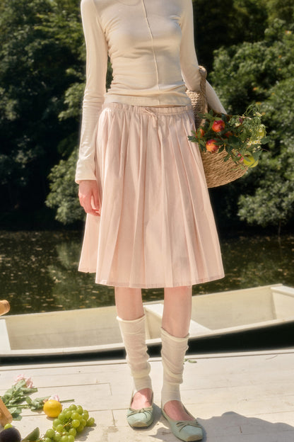 Elastic Waist Deer A-Line Pleated Skirt