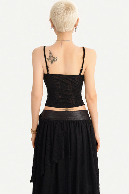 Star Embellished Camisole Cardigan And Long Skirt Set-Up