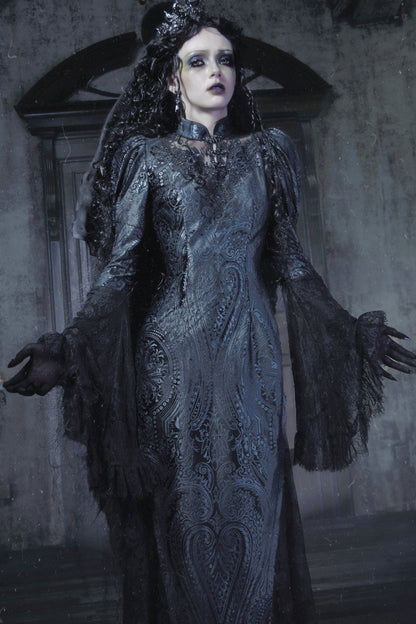 Jacquard Lace Velvet Mermaid Cheongsam Dress
