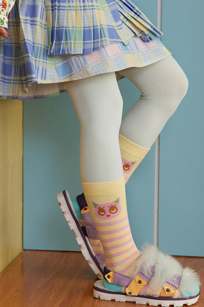 Ensemble de chaussettes mi-mollet à rayures colorées avec ours