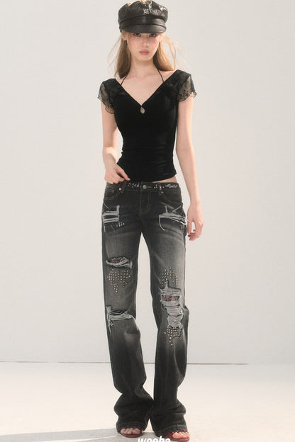 Straight Ripped Jeans