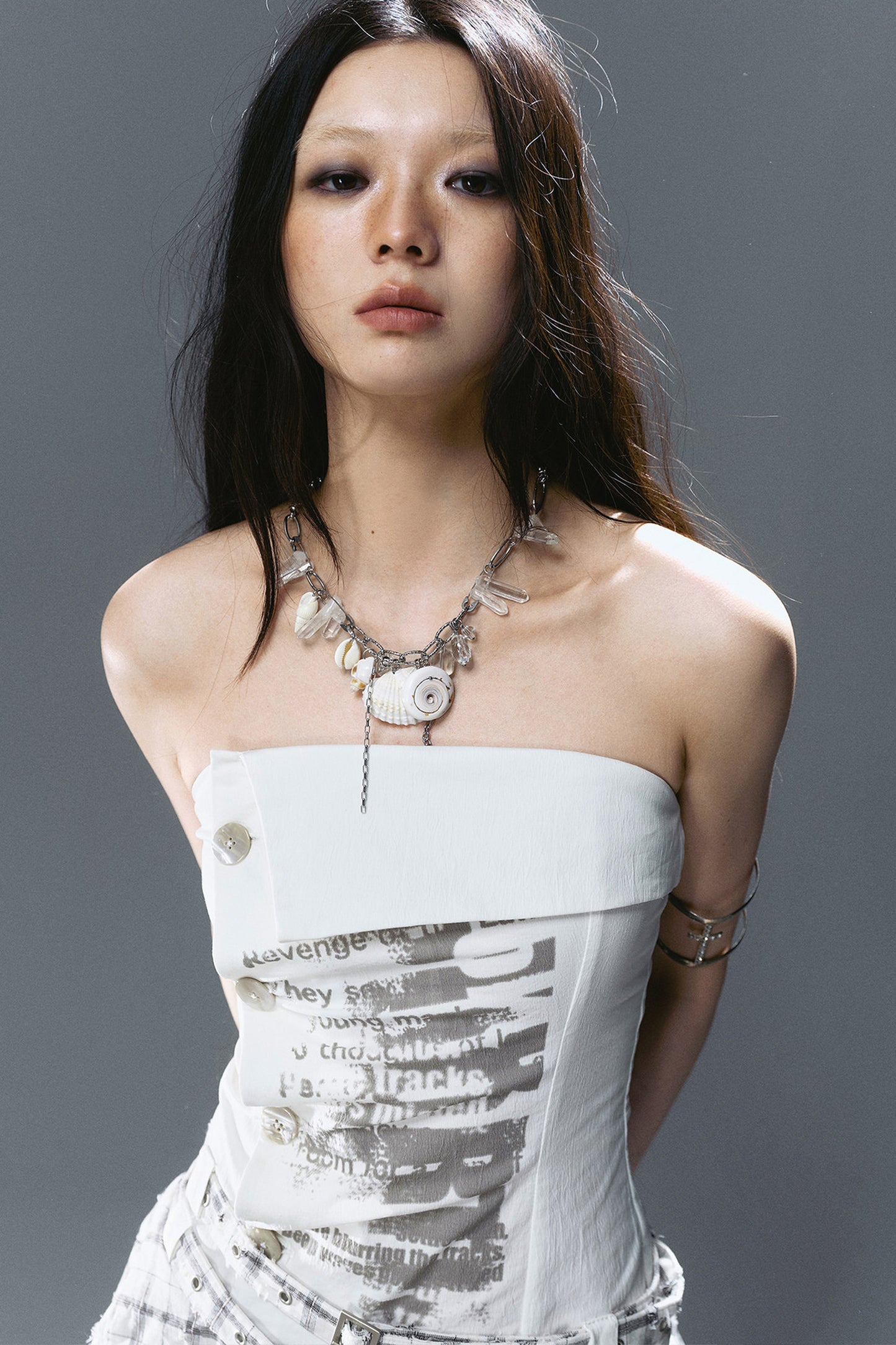 Crystal Layered Shell Pendant Necklace
