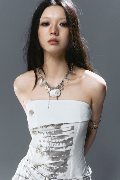 Crystal Layered Shell Pendant Necklace