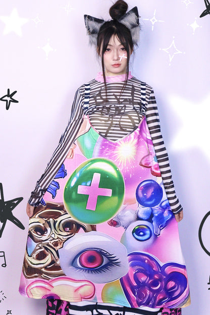 Subculture Printed Suspender Dress
