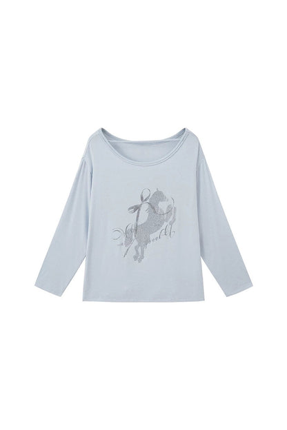 Distressed Rhinestone Off-Shoulder Top