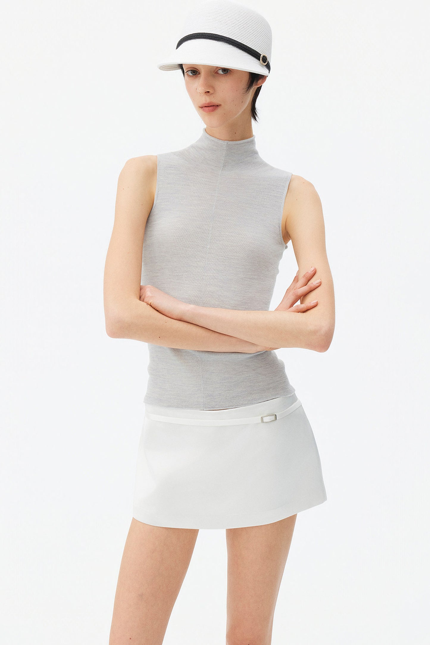 Satin Metallic Lace-Up Skirt