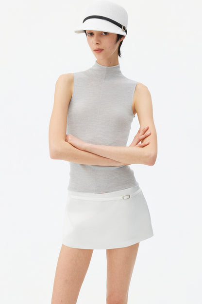 Satin Metallic Lace-Up Skirt