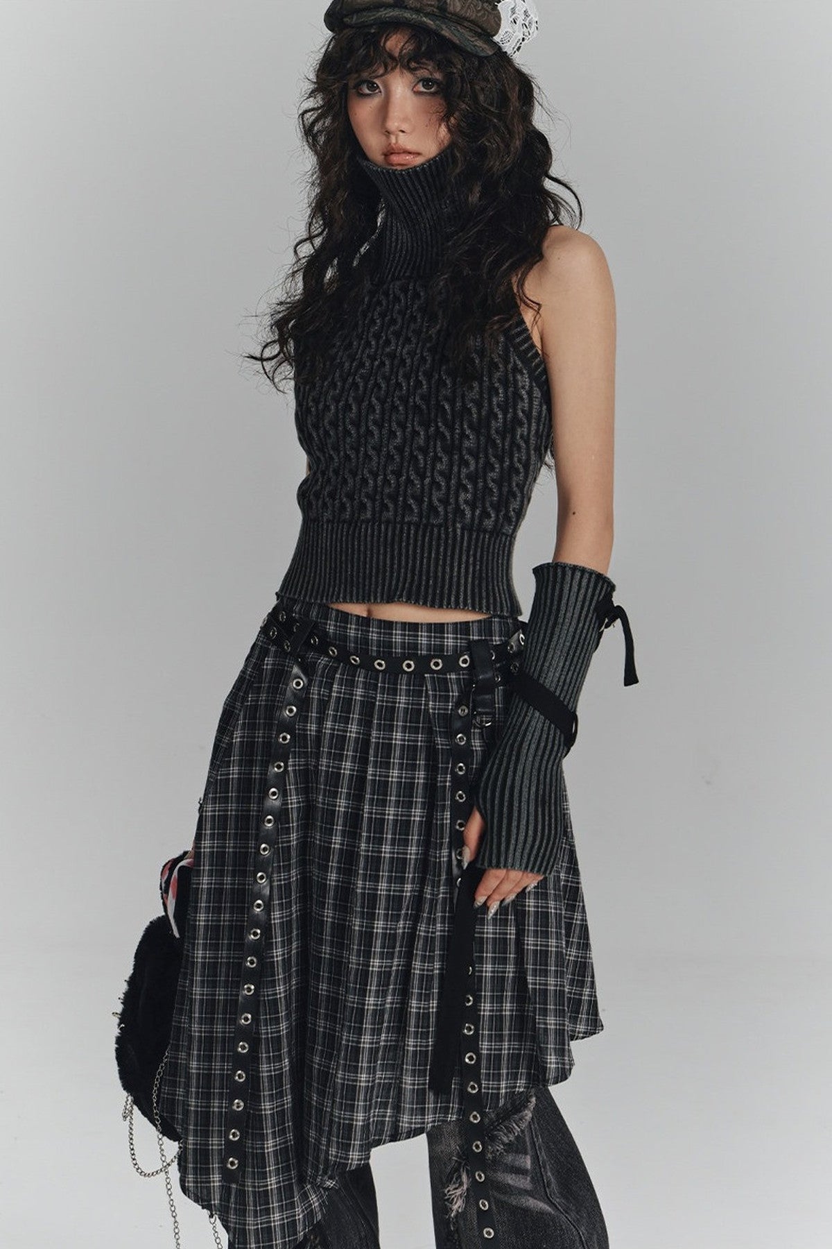 Asymmetrical A-Line Plaid Skirt