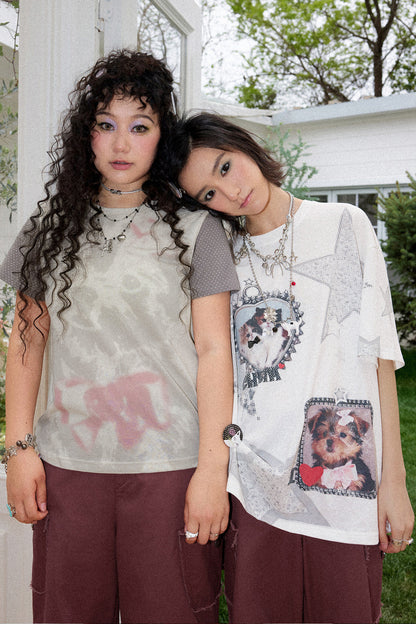Retro Heart Print Blouse