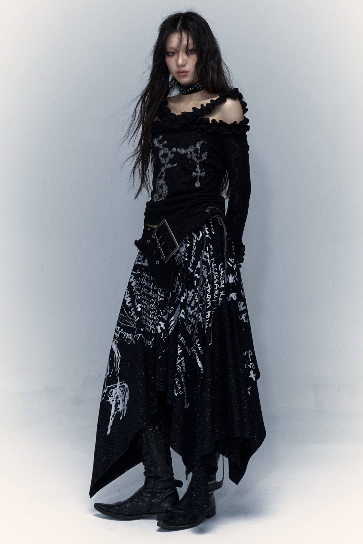Handwritten Print Two-Way Skirt