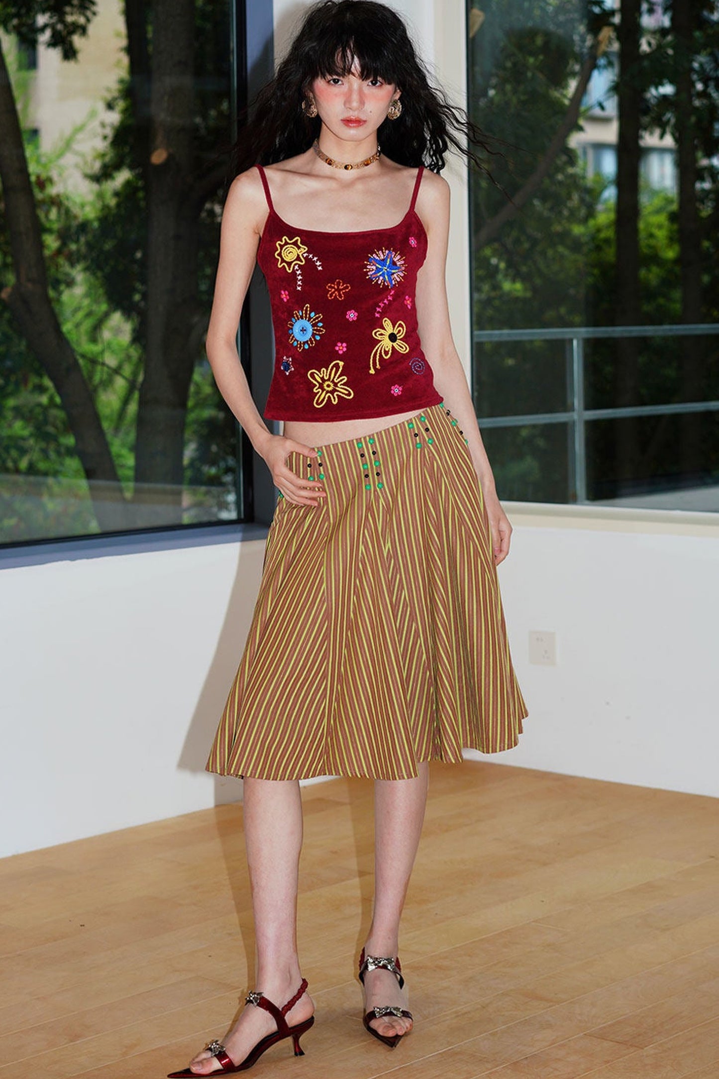 Colorful Rope Embroidery Camisole