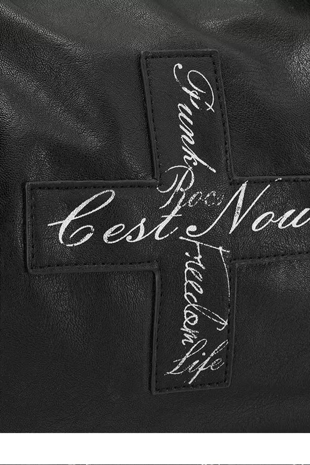 Cross Rivet Leather Shoulder Bag